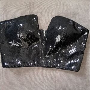 Black Sequins Crop Top